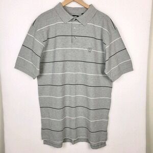 Vintage 90s IZOD Striped Polo Shirt Mens XLT Gray 100% Cotton Tall Pique NICE